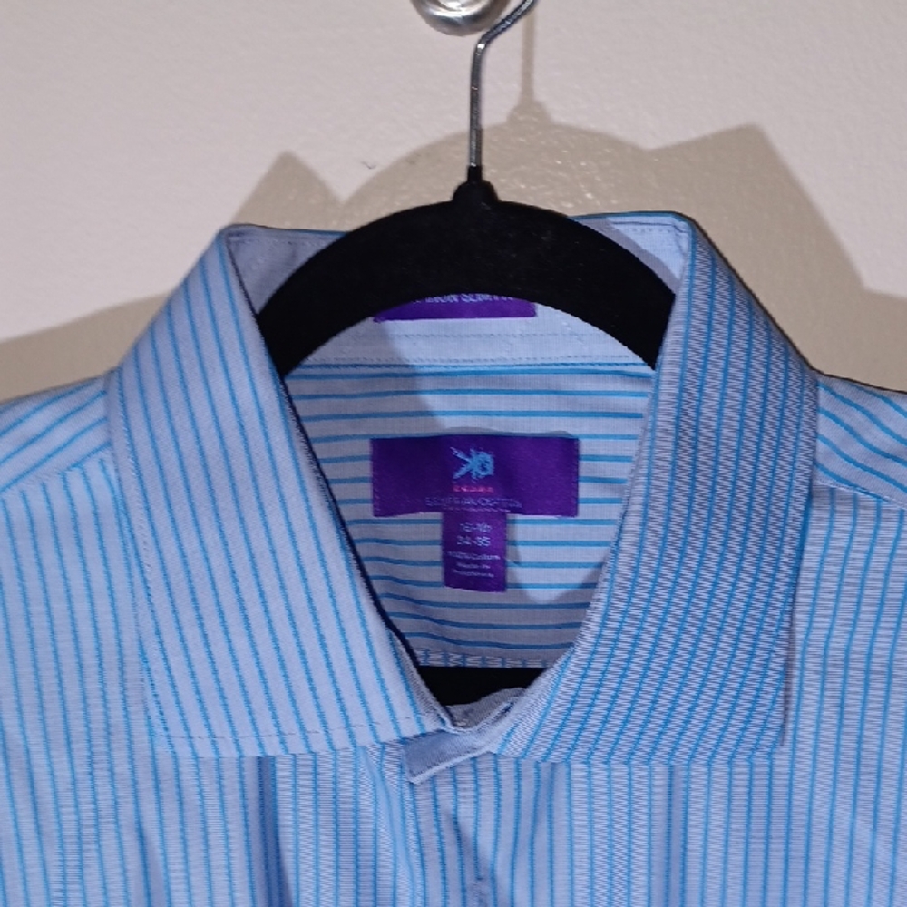 Egara Blue Dress Shirt with Striped Pattern